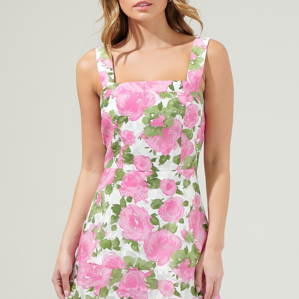 Sugarlips Hollin Floral Flare Mini Dress Roses Galore Size Small Pink Green